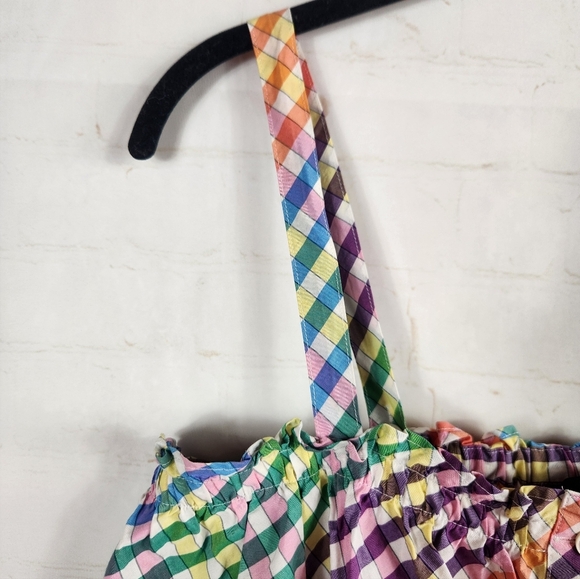 J.Crew Matching Set Button-Front Tank Top Tie-Front Midi Skirt Rainbow Gingham 6 - Picture 9 of 16